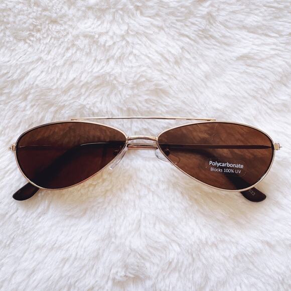 Cynthia Brown Aviator Slim Sunglasses - Picture 1 of 12